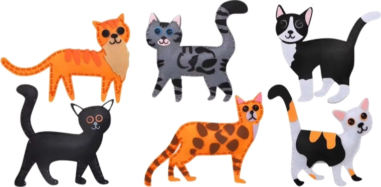 6 schattige vilten katjes