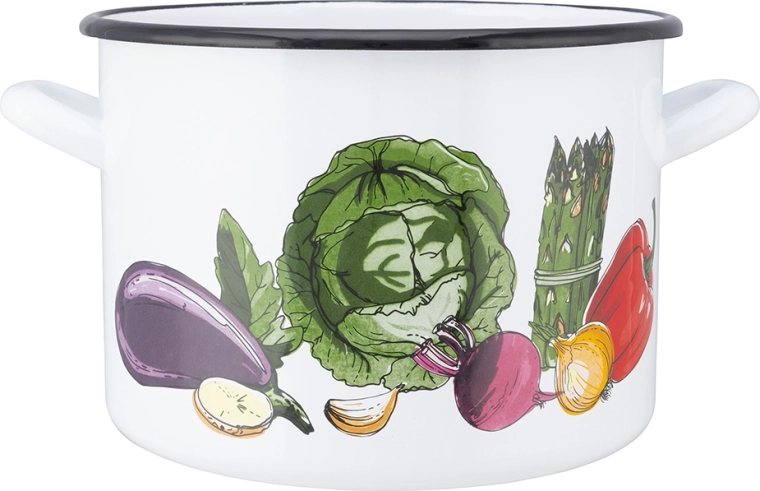 Geëmailleerde pan 5,8 l met deksel 22 cm