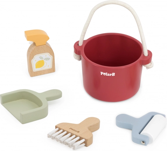 Houten schoonmaakset met emmer en accessoires POLARB van VIGA