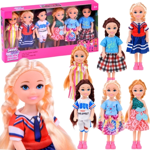 Mini-poppen voor het poppenhuis – set van 6 stuks, 14 cm