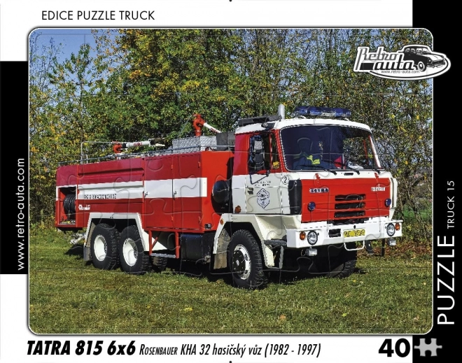 Puzzel retro auto’s Tatra 815 6x6 Rosenbauer KHA 32 brandweerwagen 40 stukjes