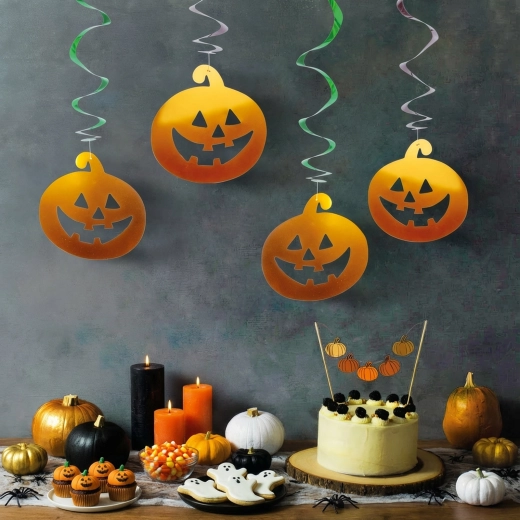 Set hangende Halloween-decoraties met pompoenen en geesten, 12 stuks