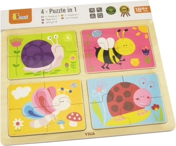 Houten puzzel met diertjes 4 in 1 van Viga