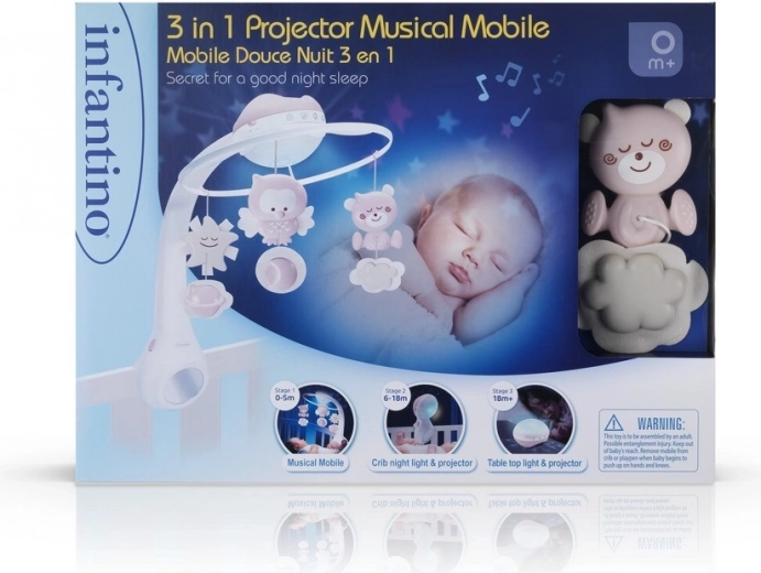 Muzikale 3-in-1-mobiel INFANTINO – Poederroze