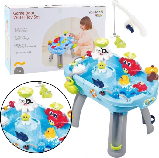 Interactieve watertafel voor het vangen van visjes – blauw