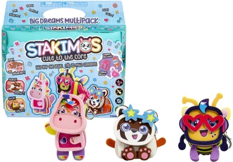 TOMY Stakimos creatieve set 3 stuks Big Dreams Friends (eenhoorn, bij, panda)