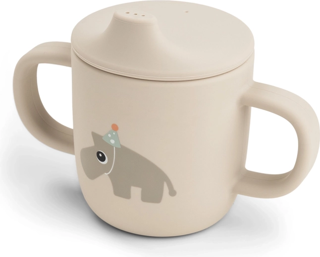 Done by Deer siliconen beker met tuit en twee handgrepen Celebration, zandkleurig