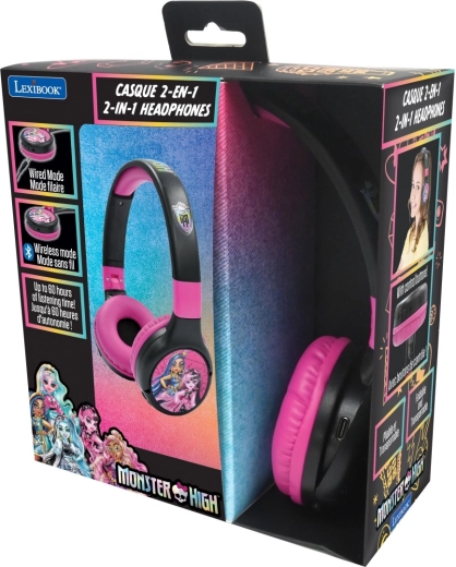 Lexibook 2-in-1 Bluetooth opvouwbare kinderhoofdtelefoon MONSTER HIGH met volumebegrenzing