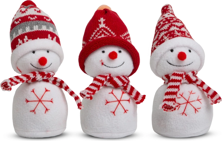 Kerstdecoratie van textiel, sneeuwpop 20 cm - 1 stuk