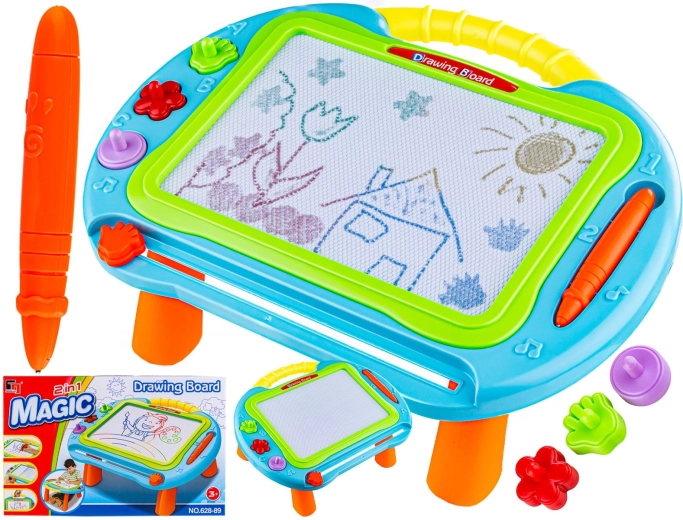 Magnetisch tekentablet 2-in-1 met standaard, pen en stempels - 1 stuk