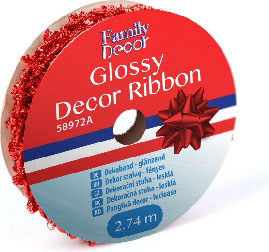 Glanzend decoratielint 2,74 m rood