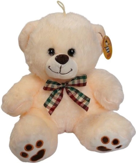 Crèmekleurige pluchen teddybeer met strik