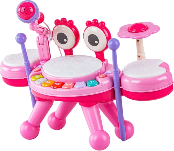 Drums, pianootje en microfoon in één speelgoed
