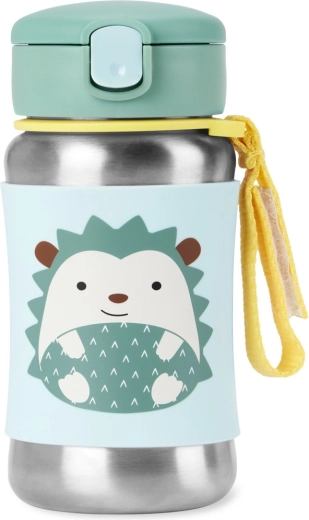 Skip Hop Spark Style roestvrijstalen drinkfles met rietje egel 350 ml