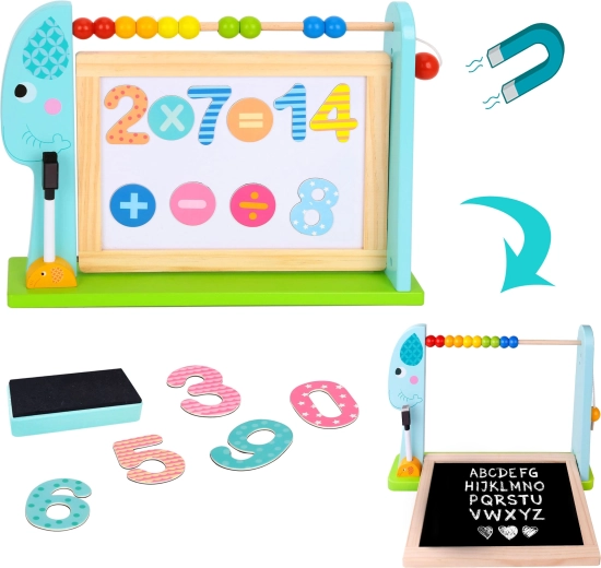 TOOKY TOY dubbelzijdig educatief olifantbord met telraam