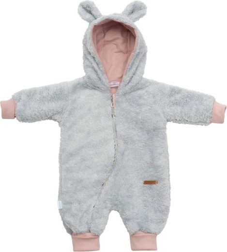 New Baby teddybeer grijs-roze kinder winteroverall