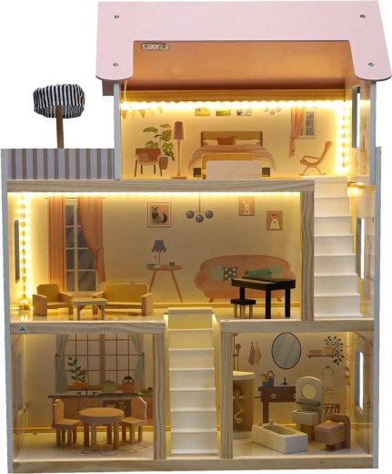 Magisch meerlaags poppenhuis met LED-verlichting