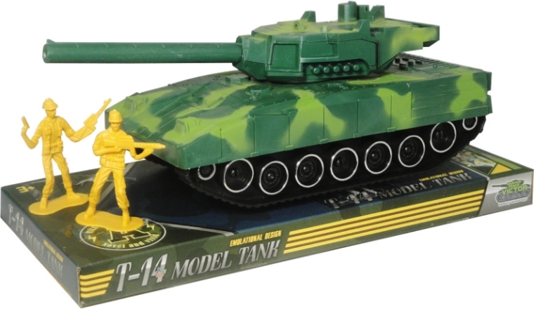 Tank met wrijvingsaandrijving en soldatenfiguren