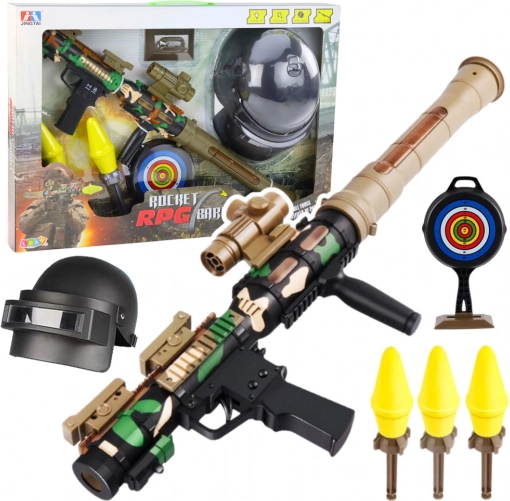 Militaire set met RPG bazooka en beschermende helm