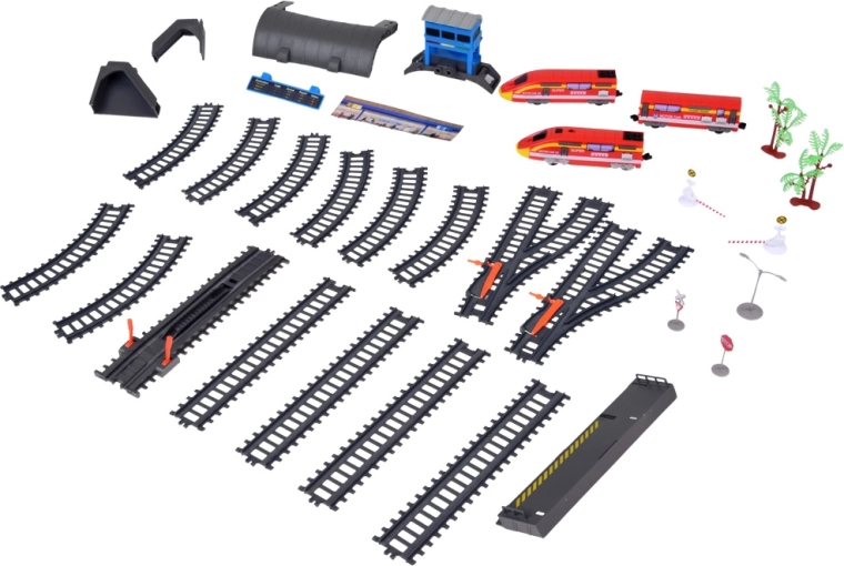 Rails met wissels en accessoires voor een uitgewerkte scène
