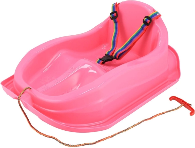 Kunststof slee met rugleuning BABY MIX Mini roze
