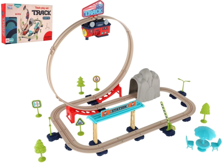 Treinbaan met batterijtreintje en accessoires (60 delen)
