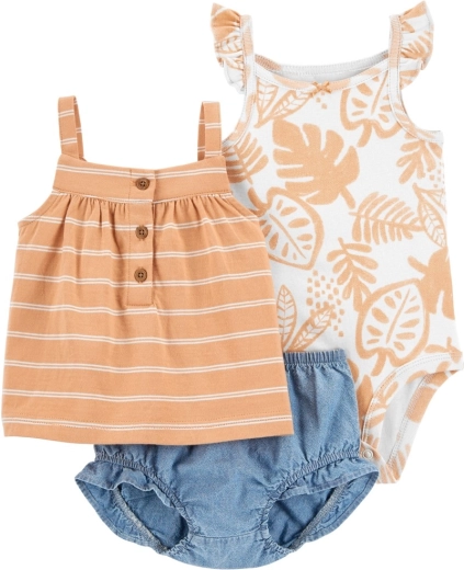 Carter's 3-delige set voor baby Brown Palm – hemdjesbody, hemdje en broekje voor meisje
