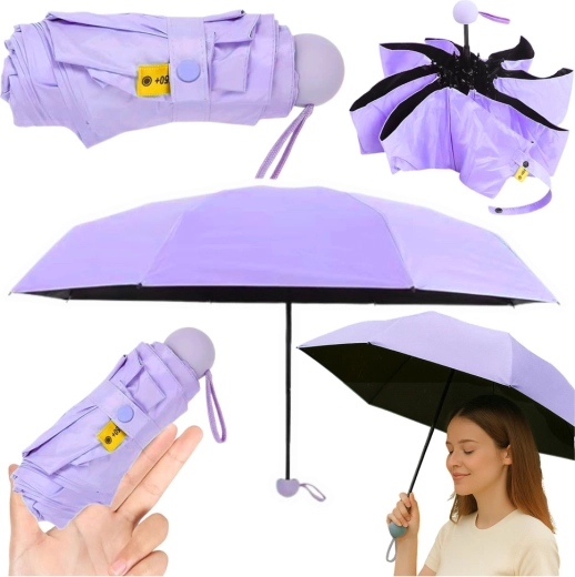 Zakformaat opvouwbare paraplu met UV-bescherming UPF 50+ 90 cm, paars