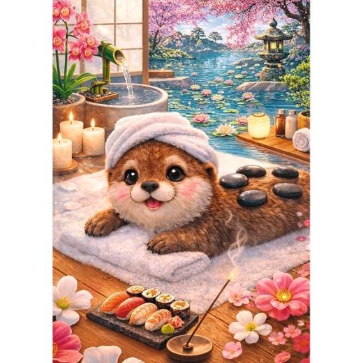 Schattig motief van een otter in de spa