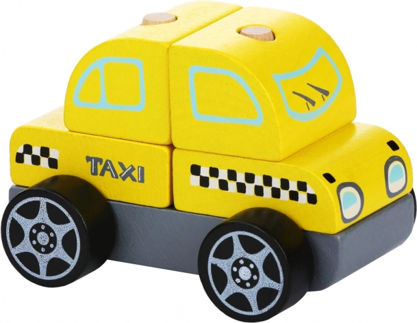 Houten taxi bouwpakket 5 onderdelen