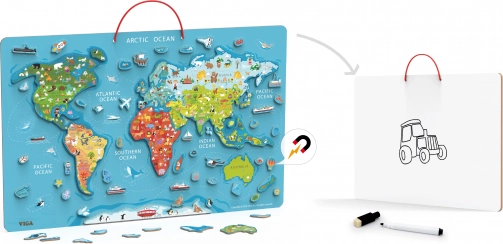 Viga 2v1 educatief bord met magnetische wereldkaart Montessori