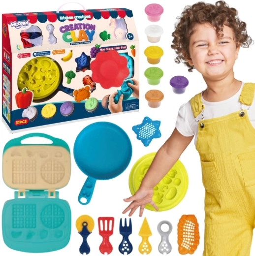 Woopie Creation Clay set boetseerklei met wafelijzer en keukenaccessoires (39 st.)