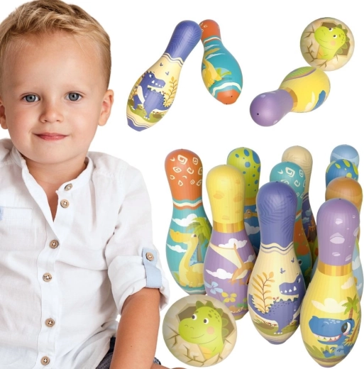 Zachte kinderbowling met dinosaurussen Woopie - 12 stuks