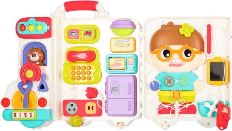 Draagbare koffer vol activiteiten