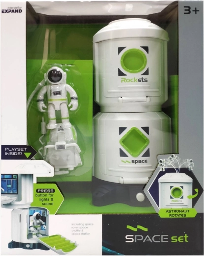 Speelset ruimtestation met astronaut, licht en geluid