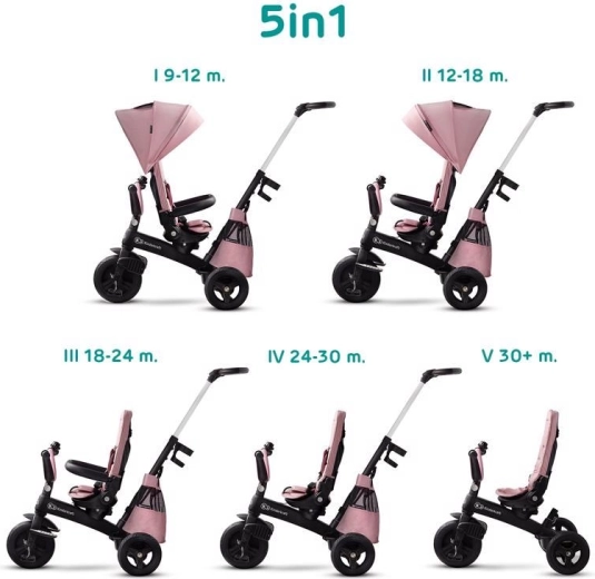 Kinderkraft Easytwist premium driewieler voor kinderen met draaibare zitting mauvelous pink