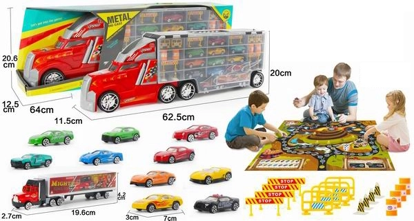 Vrachtwagen – sleep-/transportset met speelmat en autootjes