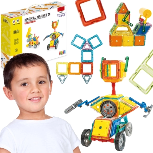Woopie magnetische 3D-bouwset voertuigen, STEAM, 80 onderdelen