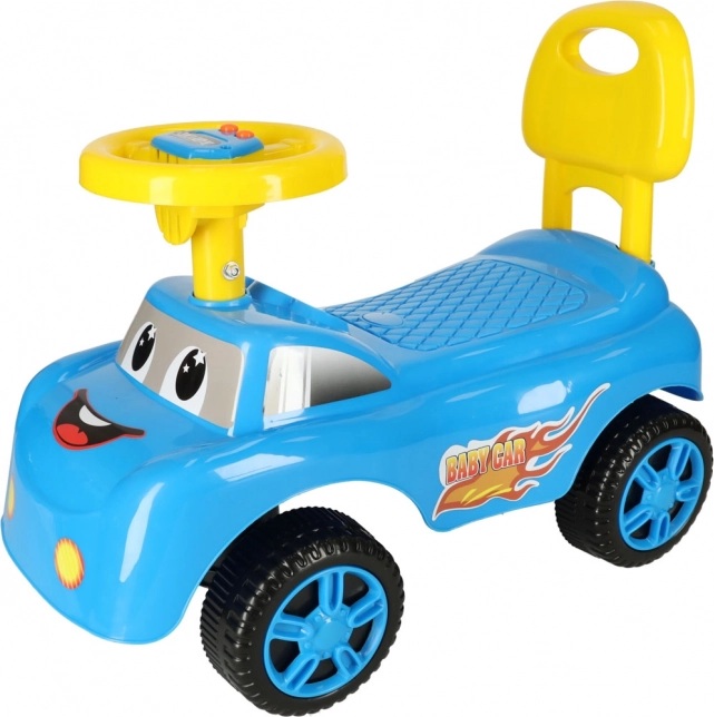 Loopauto met claxon, glimlachende auto – blauw