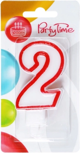 Verjaardagskaars cijfer 2 rood