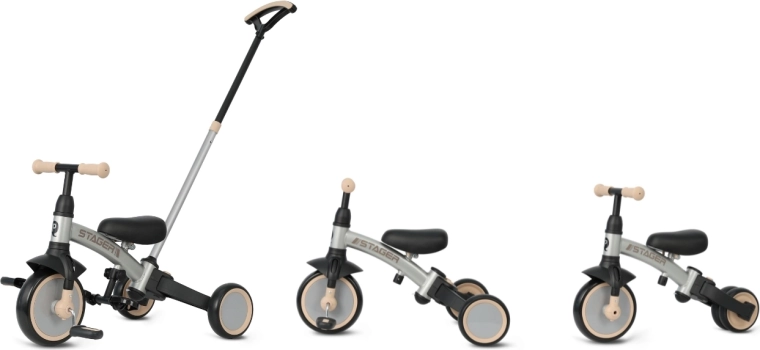 3v1: driewieler, duwen door ouder en loopfiets