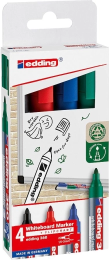 Whiteboardmarkers Edding 360 – set van 4 stuks