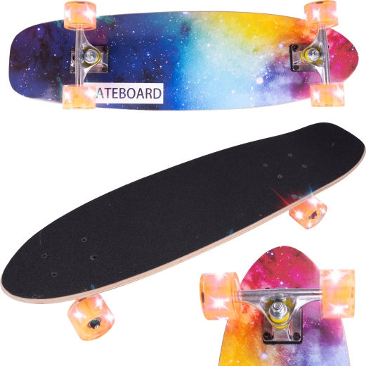 Skateboard met eenzijdige Rainbow-print, LED-wielen