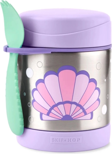 Skip Hop Spark Style roestvrijstalen voedselthermos met lepel-vork (spork) schelp 325 ml