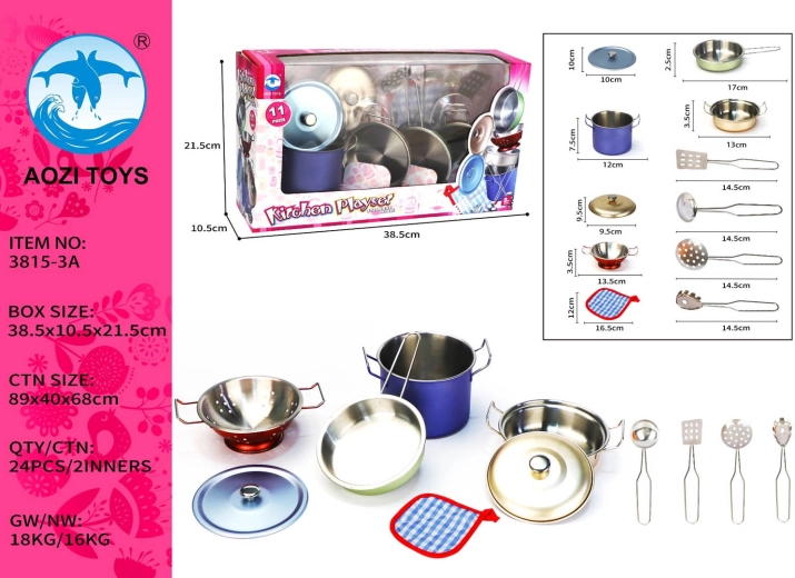 Kleurrijke set metalen kinderservies