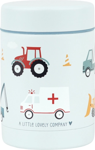 A Little Lovely Company geïsoleerde roestvrijstalen voedselcontainer met voertuigenmotief 300 ml