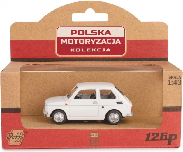 Metalen modelauto Fiat 126p PRL in wit, 1:43