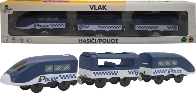 Babu politietreintje met magnetische wagons op batterijen