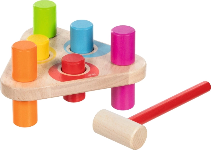 Driehoekige hamerbank met hamertje in regenboogkleuren - 1 stuk