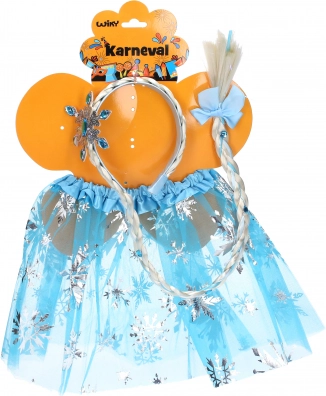 Carnavalsset - prinses met blauwe rok en haarband